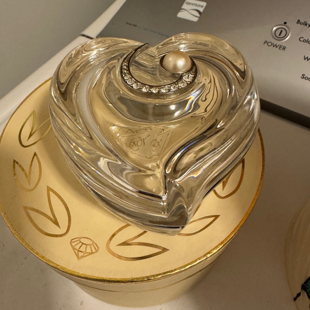 Lenox Crystal Heart Box with Pearl and‎ Rhinestones NIB